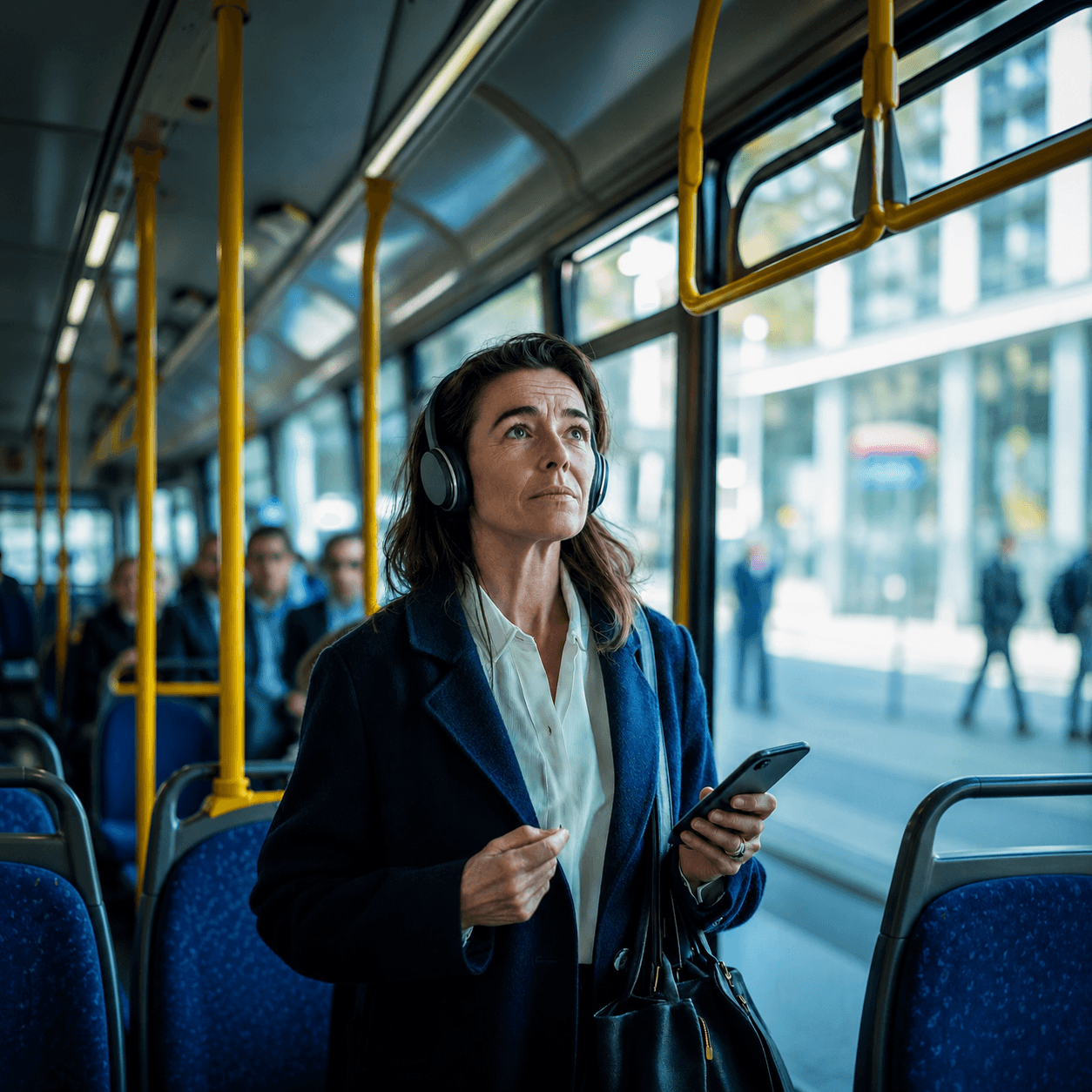 A professional listening to Voice Dream on her commute